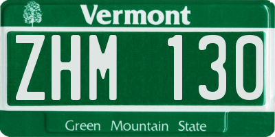 VT license plate ZHM130
