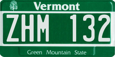 VT license plate ZHM132