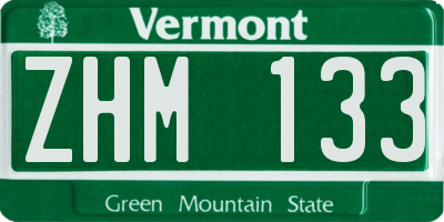 VT license plate ZHM133