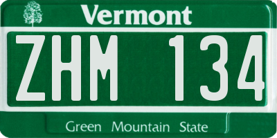 VT license plate ZHM134