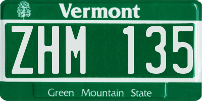 VT license plate ZHM135