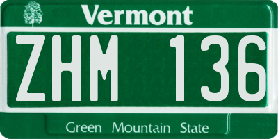 VT license plate ZHM136