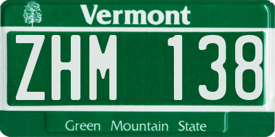 VT license plate ZHM138