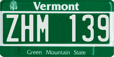 VT license plate ZHM139