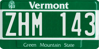VT license plate ZHM143