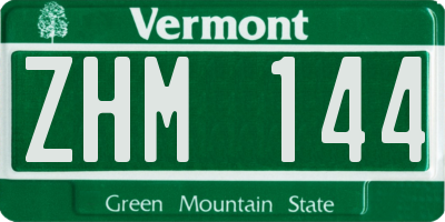 VT license plate ZHM144