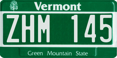 VT license plate ZHM145