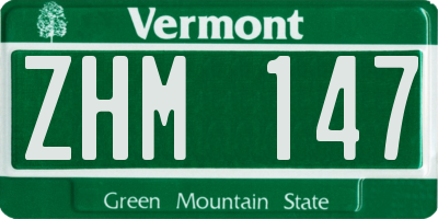 VT license plate ZHM147