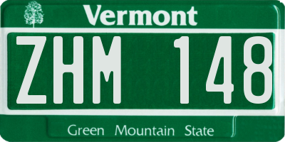 VT license plate ZHM148
