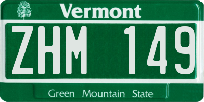VT license plate ZHM149