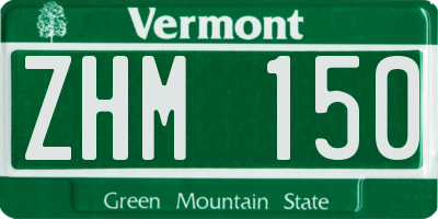 VT license plate ZHM150