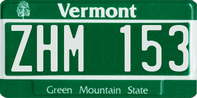 VT license plate ZHM153