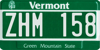 VT license plate ZHM158