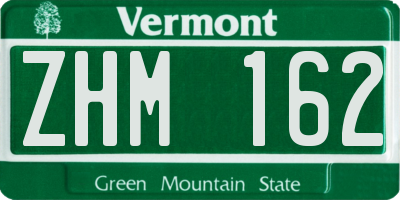 VT license plate ZHM162