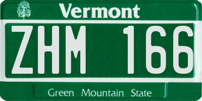VT license plate ZHM166