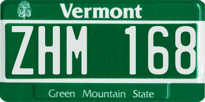 VT license plate ZHM168