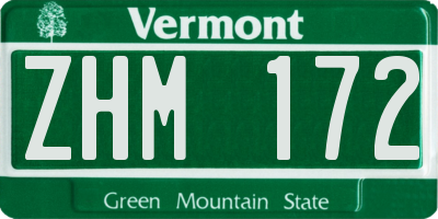 VT license plate ZHM172