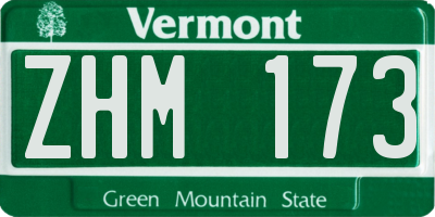 VT license plate ZHM173