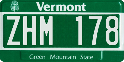 VT license plate ZHM178