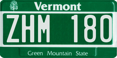 VT license plate ZHM180