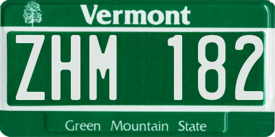 VT license plate ZHM182