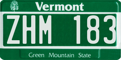 VT license plate ZHM183