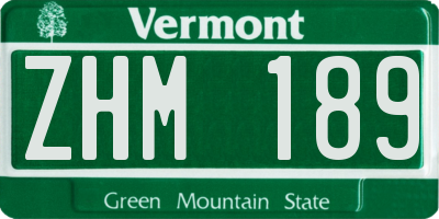 VT license plate ZHM189