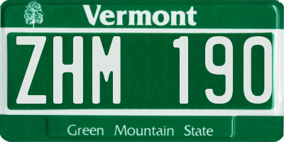 VT license plate ZHM190