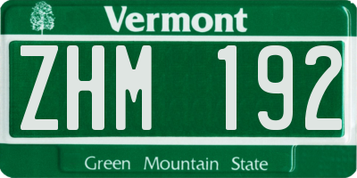 VT license plate ZHM192