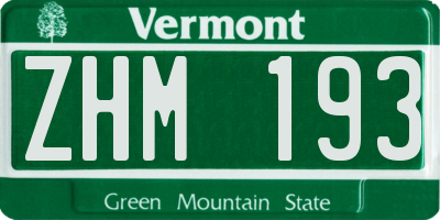VT license plate ZHM193