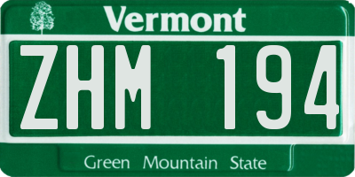 VT license plate ZHM194