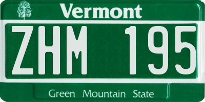 VT license plate ZHM195