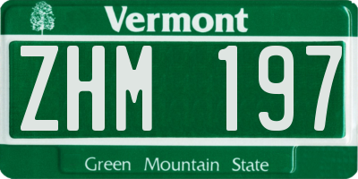 VT license plate ZHM197