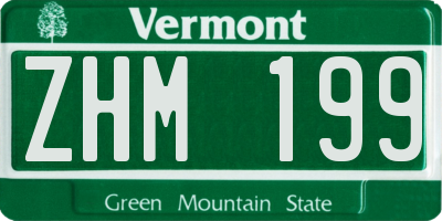VT license plate ZHM199