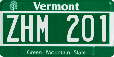 VT license plate ZHM201