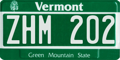 VT license plate ZHM202