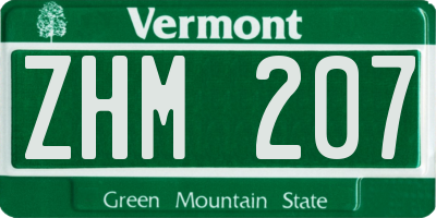 VT license plate ZHM207