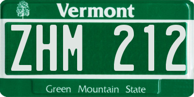 VT license plate ZHM212