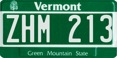 VT license plate ZHM213