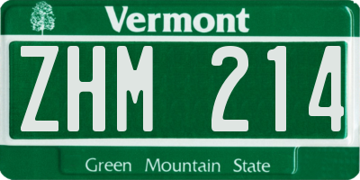 VT license plate ZHM214