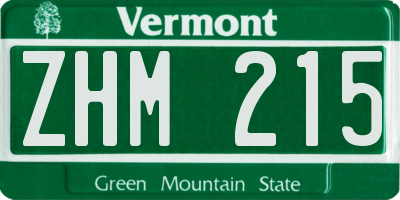 VT license plate ZHM215
