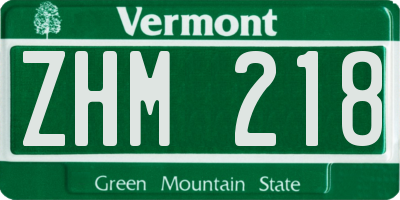 VT license plate ZHM218