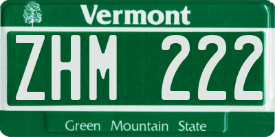 VT license plate ZHM222