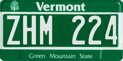 VT license plate ZHM224