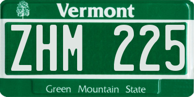 VT license plate ZHM225
