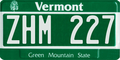 VT license plate ZHM227