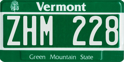 VT license plate ZHM228