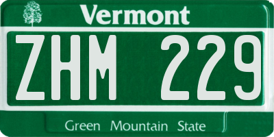 VT license plate ZHM229
