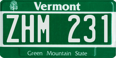 VT license plate ZHM231