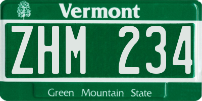 VT license plate ZHM234